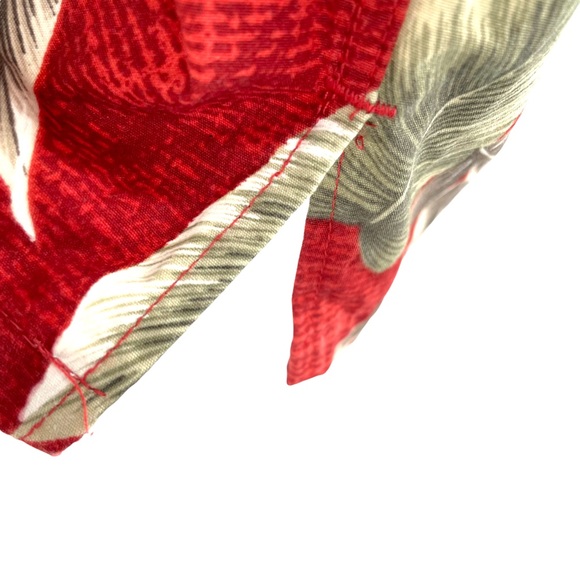 Pierre Cardin 100% Cotton Aloha Shirt in Red & Gray Tropical Plant Print in XLT - Picture 9 of 11